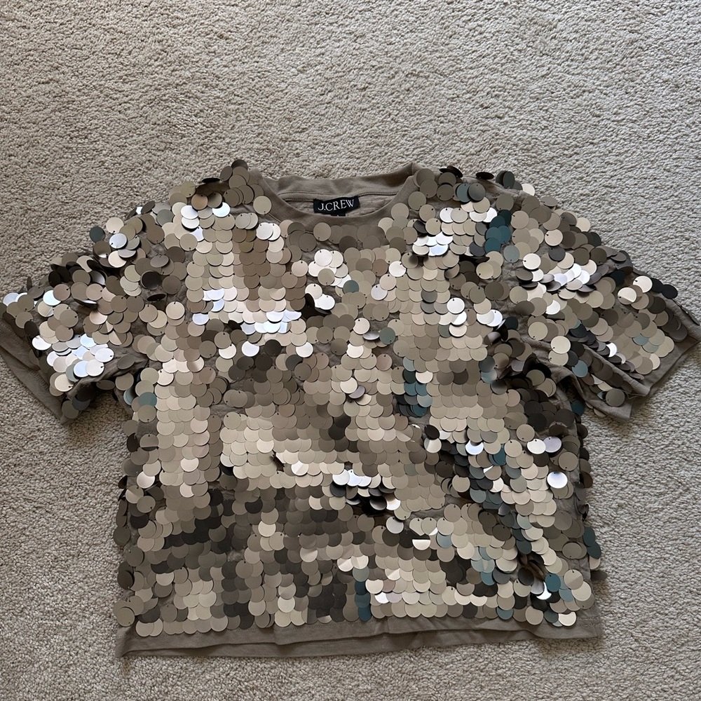 J.Crew Grey Sequin Top